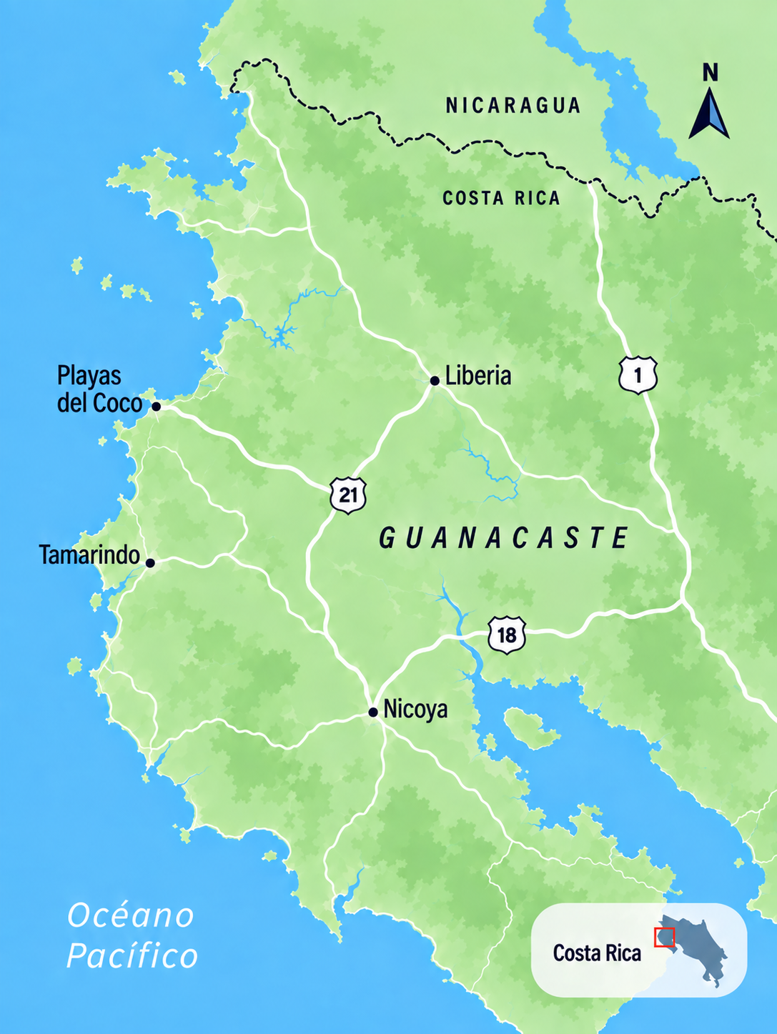 Mapa de Guanacaste